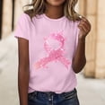 thumbnail image 2 of Pink Ribbon Shirts for Women Breast Cancer Awareness Short Sleeve Crew Neck Tops Inspirational Casual Relaxed Fit Tees Z004-Pink XXL, 2 of 4