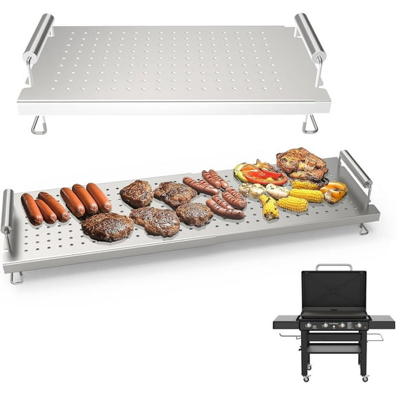 Universal Griddle Warming Rack for Blackstone 28 36 22 17 Inch Griddle 1517 1565 Rack, Adjustable Stainless Steel Cooling Rack for Charbroil and Most Flattop/Tabletop Griddles Accessories