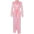 Bouanq Women's Silk Pajamas Satin Nightgown LaceTrim Bathrobe Summer