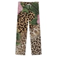 thumbnail image 4 of Leopard Print Floral Plumage Winter Female Pants Flannel High Waist Women Pants Lady Warm Straight Leg Plush Trousers, 4 of 7