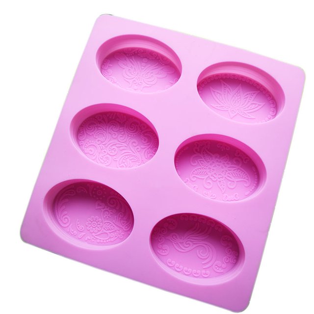 Molde de silicona ovalado y rectangular de 6 agujeros para hacer jabón hecho a mano Sincero Hogar