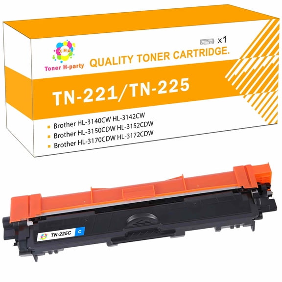 Toner H-Party Compatible Toner Cartridge Replacement for Brother TN221 TN225 to use with HL-3140CW HL-3170CDW HL-3180CDW MFC-9130CW Printer (Cyan,1-Pack)
