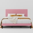 thumbnail image 4 of Allewie King Size Velvet Upholstered Platform Bed Frame with Adjustable Vertical Channel Tufted Headboard, Pink, 4 of 12