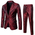 thumbnail image 1 of Traje de hombre con solapa de un botón y cara brillante con estampado oscuro para discoteca de otoño, 1 of 6
