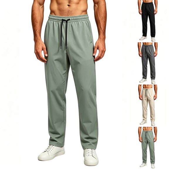 Cekizud Pants for Men Mesh Quick-Dry Loose Plus Size Straight Leg Long Trousers Athletic, Sizes M-5XL