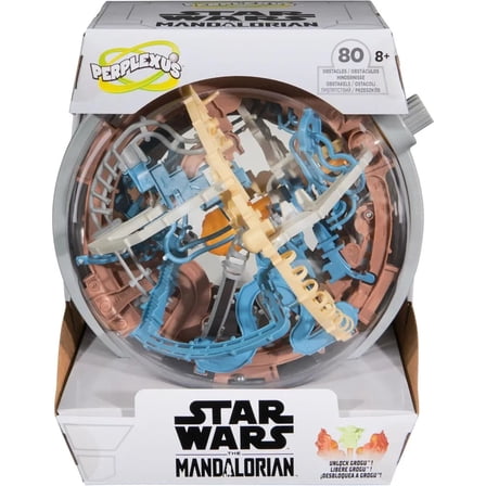 Spin Master Games, Star Wars Perplexus, Mandalorian-Themed 3D Gravity Maze & 3D Puzzle Game with 80 Obstacles, Grogu Miniature Inside, Problem-Solving Challenging Brain Teaser Fidget Toy, Ages 8 & Up