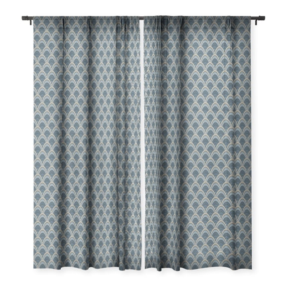Society6 Holli Zollinger Mosaic Scallop Blue 50" x 96" Single Panel Sheer Window Curtain