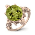 thumbnail image 2 of 12X10mm Oval Peridot Solitaire 925 Sterling Silver Rose Vermeil Beaded Women Mother's Day Gift Ring, 2 of 3