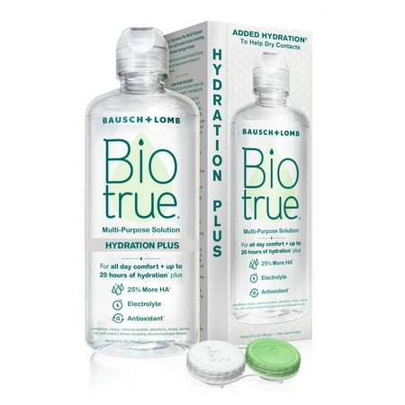 Biotrue Hydration Plus Eye Contact Lens Solution and Cleaner with Lens Case, 10 fl oz