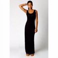 thumbnail image 4 of Robe Femme Couleur Unie Longue Col Rond Débardeur Sans Manches Aguichant Ajustée Robe Maxi, Noir, TG, 4 of 6