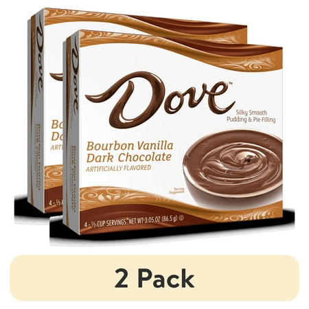 (2 pack) Dove Bourbon Vanilla Dark Chocolate Instant Pudding Mix and Pie Filling, 4 Servings, 3.03 oz