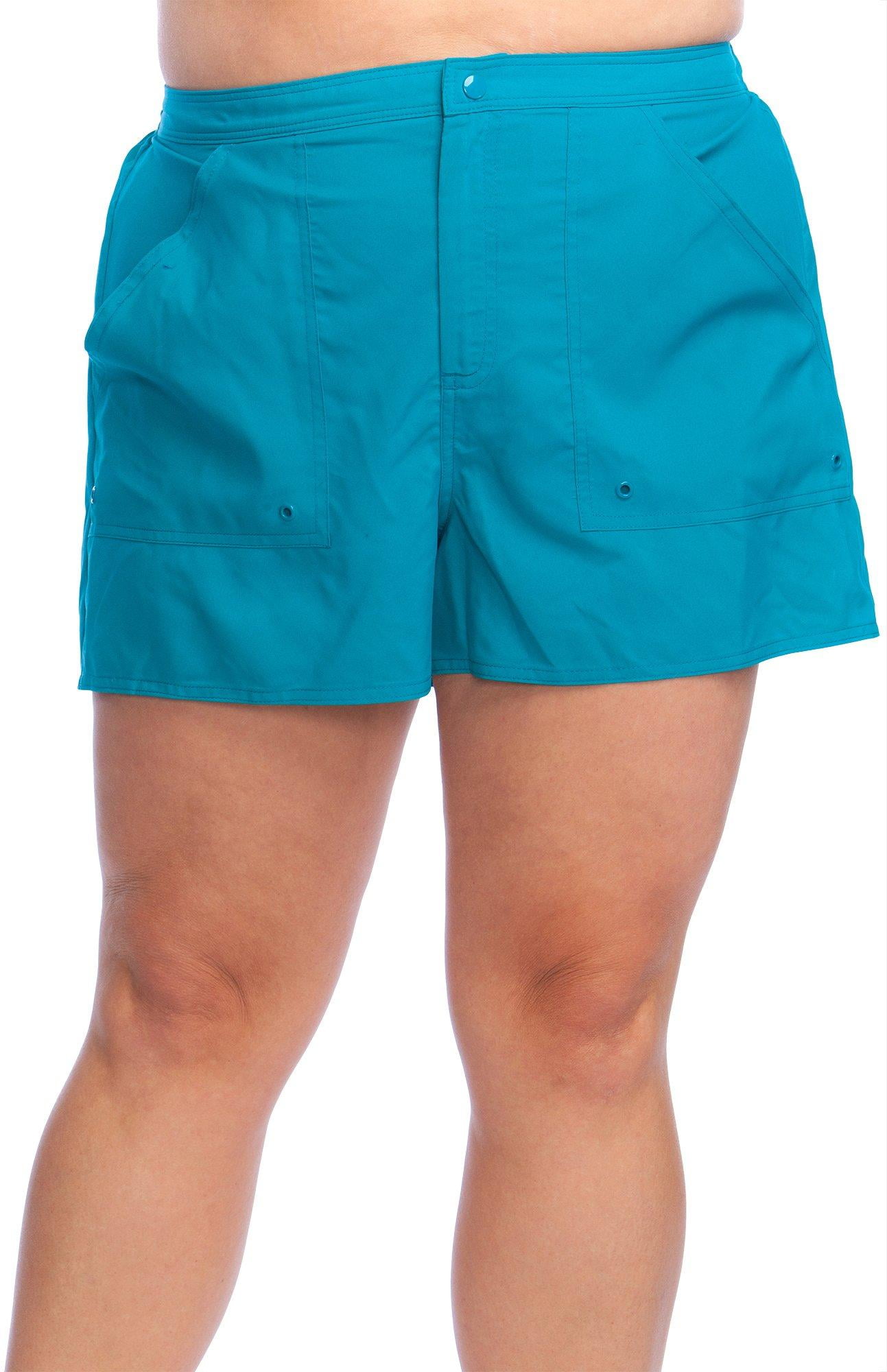Maxine Of Hollywood Womens Plus-Size 3 Woven Swim Boardshorts