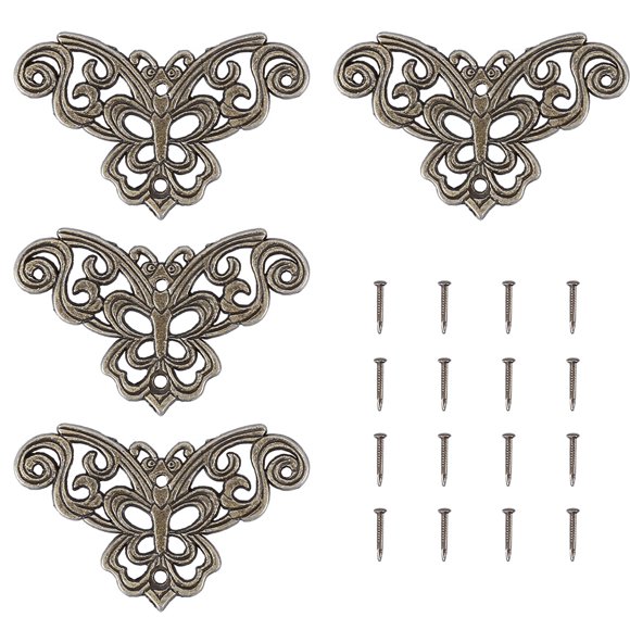 12 Uds. De joyas con forma de mariposa de estilo antiguo, Protector de álbum de recortes, caja de madera, decoración de esquina