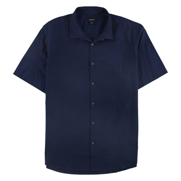 Alfani Camisa con botones texturizados para hombre, azul, extragrande