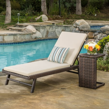 Waveland Brown All Weather Wicker Chaise Lounge with C