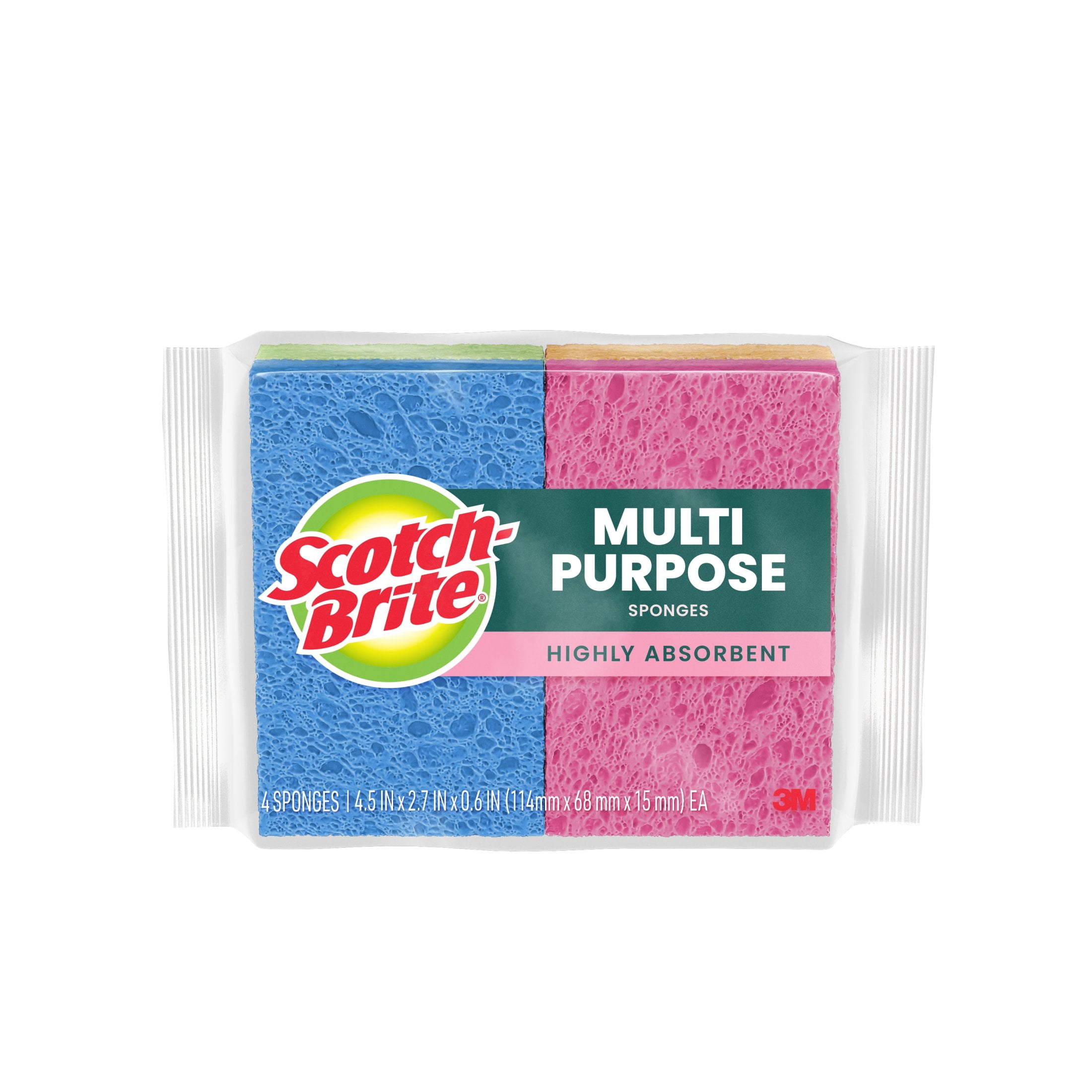 (2 pack) Scotch-Brite Multi-Purpose Sponges, Kitchen Sponges, 4 Pack