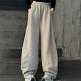 thumbnail image 2 of Ruyang Baggy Sweatpants for Teen Girls Y2K Wide Leg Preppy Athletic Pants Elastic High Waisted Fall Winter School Joggers Winter Clothes, 2 of 9