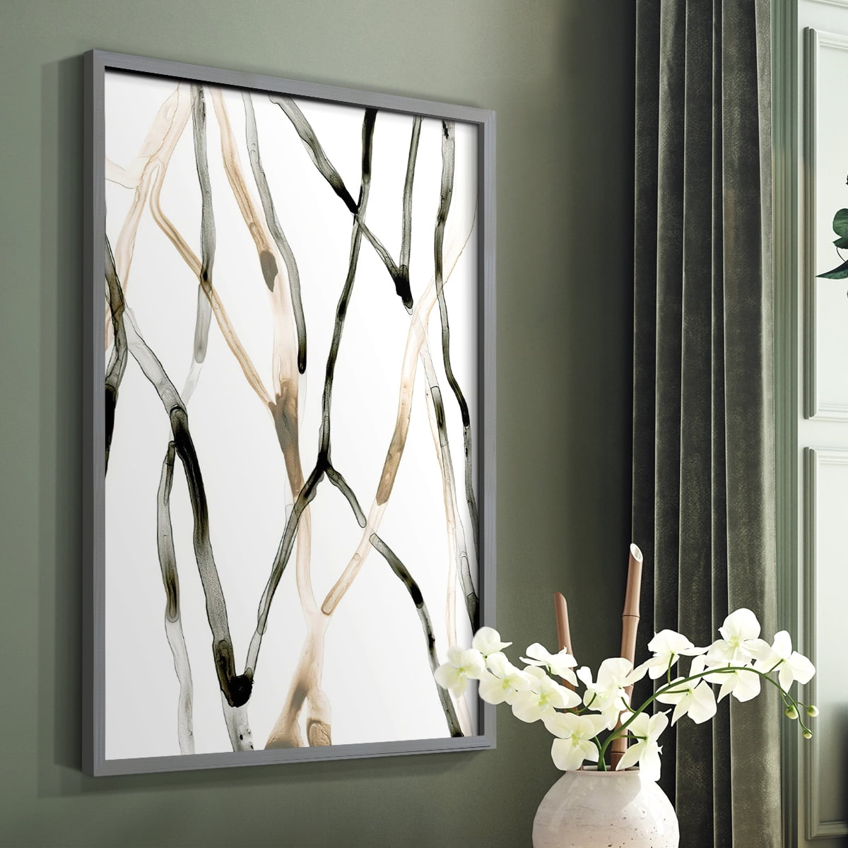 Runnel XII Framed Print in Gray Solid Wood Framed Print No Nail Hanging