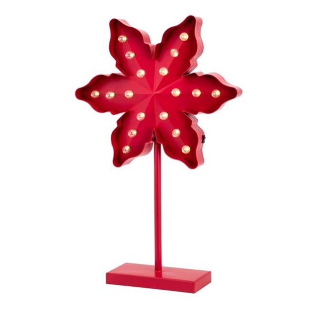 Imax 80511 Grand Poinsettia Métal Éclairé sur Stand&44; Rouge