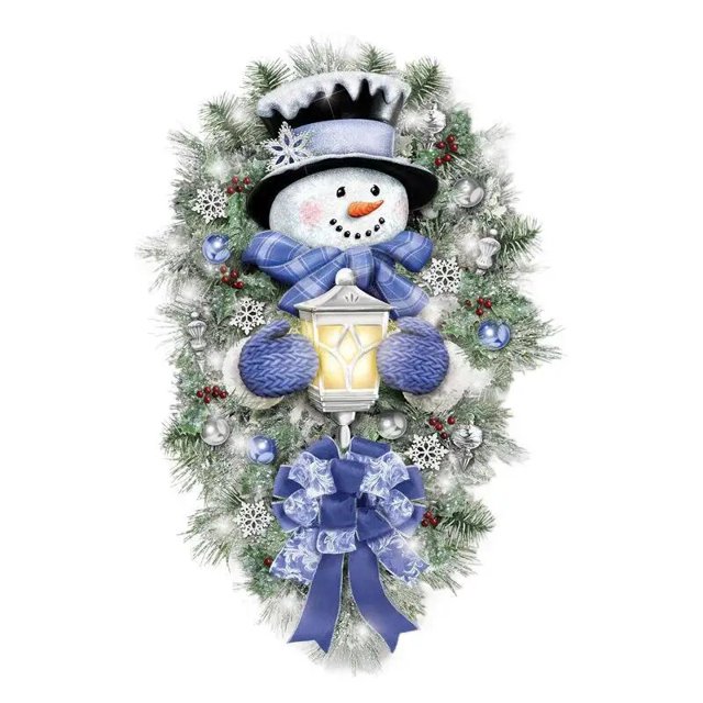 Escultura giratoria de Papá Noel y muñeco de nieve, árbol de cristal de Navidad, pegatina de pasta de ventana, decoración del hogar para fiesta de año nuevo de invierno, 20x30cm