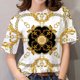 thumbnail image 1 of Camisetas de manga corta para mujer, Tops 3D, camisas barrocas de lujo, ropa de diseñador, camiseta informal de gran tamaño con cuello redondo, 1 of 4