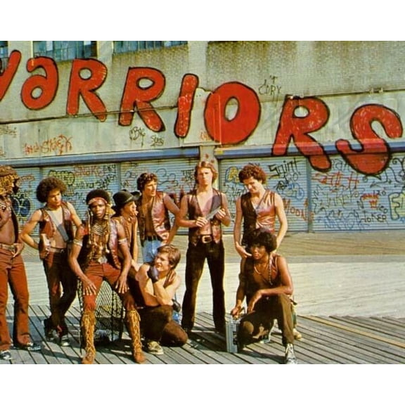 The Warriors 1979 Michael Beck & cast under Warriors graffiti on wall poster