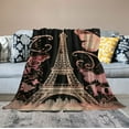 thumbnail image 2 of ARISTURING Eiffel Tower Flannel Throw Blanket Kids,Paris Tower Fuzzy Blanket for Bed Sofa Couch,All Season French Paris Bed Blanket Breathable Pink Butterfly Floral Plush Blanket Room Decor, 2 of 6