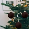 thumbnail image 4 of Christmas Tree Ornaments, Velvet Christmas Balls, 12 Pcs Flocked Xmas Hanging Decorations, Brown Plastic Durable Decorative Balls for Holiday Tree, Easy to Hang, 3.14 Inch Diameter, 4 of 4