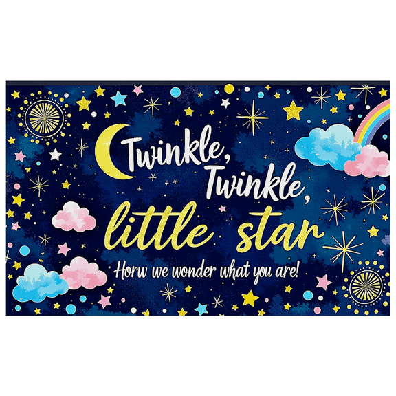 Twinkle Little Star Themed Baby Shower Banner Clouds Rainbows Stars Background Party Decorations Baby Shower Decors Photography Props Party Supplies