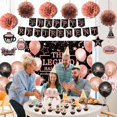 thumbnail image 4 of Retirement Decorations Balloons Banner Kit - 55 Pcs Black Rose Gold Balloons Backdrop Banner Paper Pom Poms Cake Topper Pull Flag Hanging Swirls Suitable For Woman Man Retire And Farewell Parties, 4 of 7