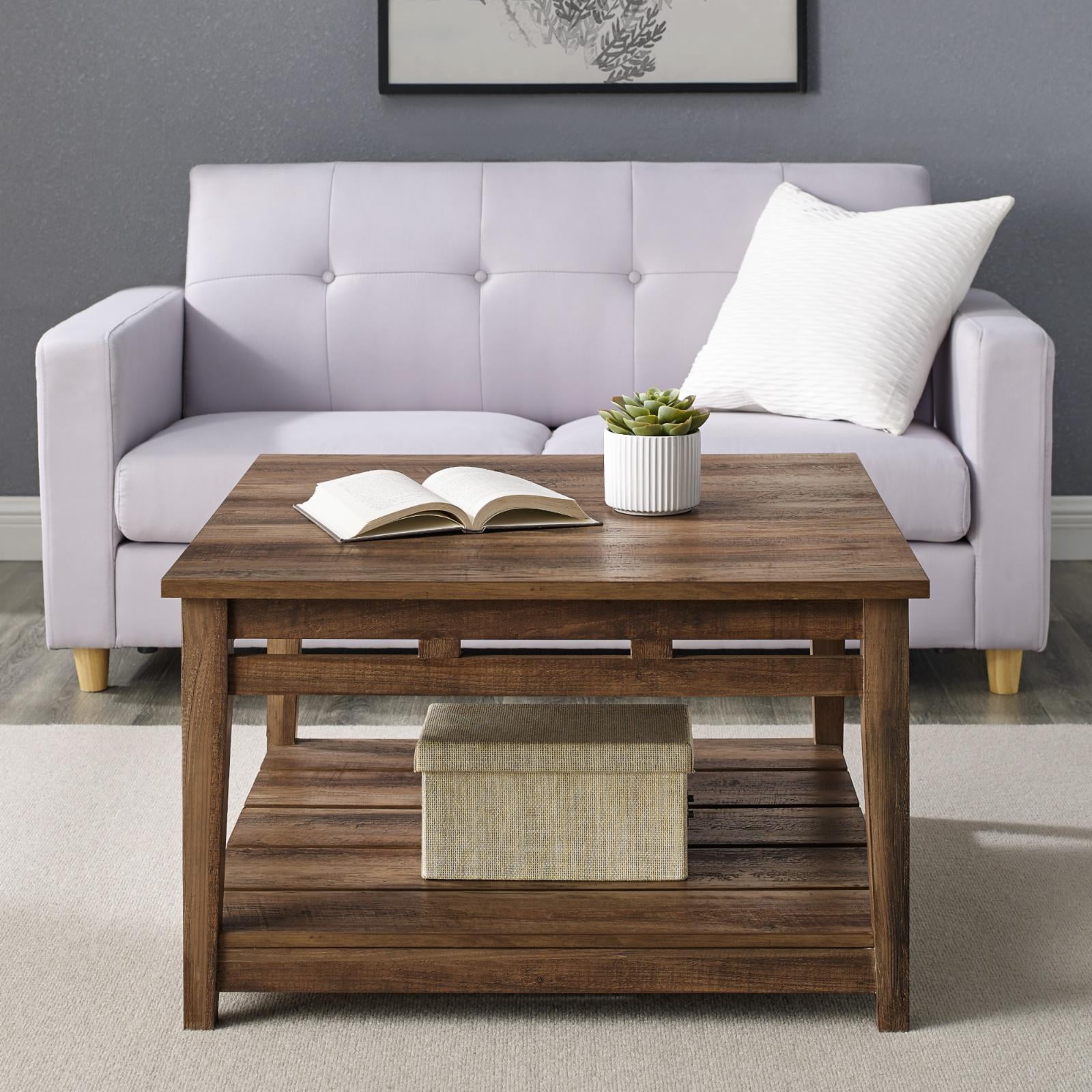 Manor Park Modern Farmhouse Square Laminate Coffee Table, Grey Wash