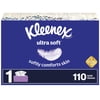 Kleenex Ultra Soft Facial Tissues, 1 Flat Box, 110 White Tissues per Box, 3-Ply (110 Total)