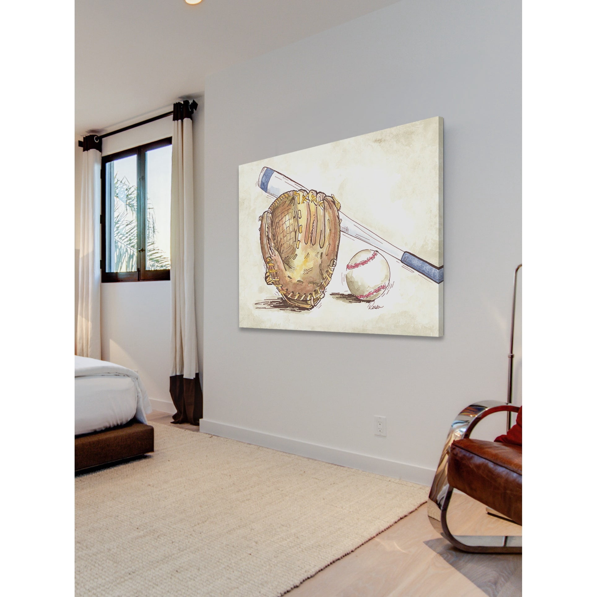 Marmont Hill "Baseball Gear" by Reesa Qualia Painting Print on Wrapped Canvas