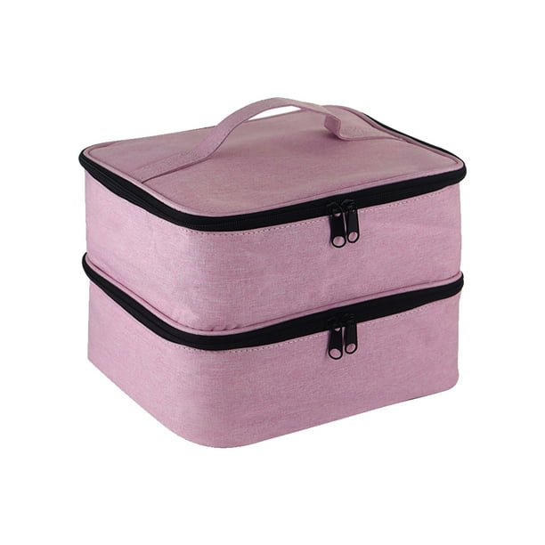 Soidarity Aspecto elegante: organice y almacene la colección de esmaltes de uñas con facilidad y fácil de poliéster. Juegos de manicura rosa