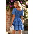thumbnail image 3 of Vestido PRETTYGARDEN 2025 Floral Azul Cuello Cuadrado L Grande, 3 of 7