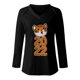 thumbnail image 4 of Camiseta de manga larga suelta con cuello en V y estampado informal a la moda para mujer Pompotops  gfhjh21047, 4 of 4