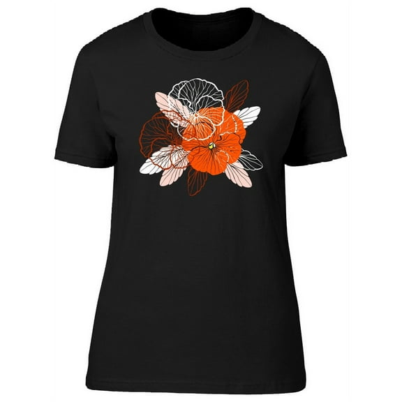 Cute Tropical Red Pansy Flowers T-Shirt Women -Image by Shutterstock, Female x-Large