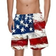 thumbnail image 2 of American Flag Shorts 4th of July Shorts Men Mens Independence Day Beach Short Men's Fourth of July Sports Shorts Beach Shorts Elastic Waist Drawstring Pocketed Knee Length Shorts, 2 of 5