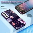 thumbnail image 4 of CASEFIV for Samsung Galaxy S22+/S22 Plus 5G Case,Marble Pattern 3 in 1 Heavy Duty Shockproof Full Body Rugged Hard PC+Soft Silicone Drop Protective Women Girls,Purple Flower, 4 of 8
