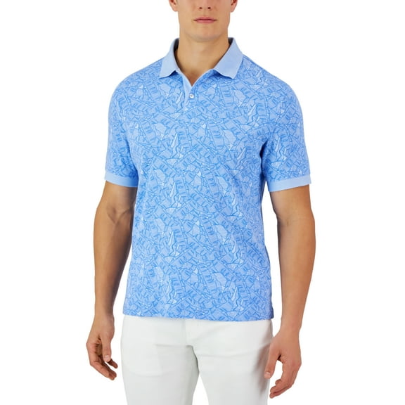 Club Room Men's Ben Tropical Polo in Pale Ink Blue-Small