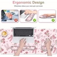 thumbnail image 2 of Pink Mouse Pad with Wrist Support 4 in1 Set, XXL Big Game Mousepad + Keyboard Wrist Rest + Mouse Wrist Rest Pad +Coaster Gaming Mat for Home Office Work Computer Laptop PC I Sweet Rose & Heart Bow, 2 of 15