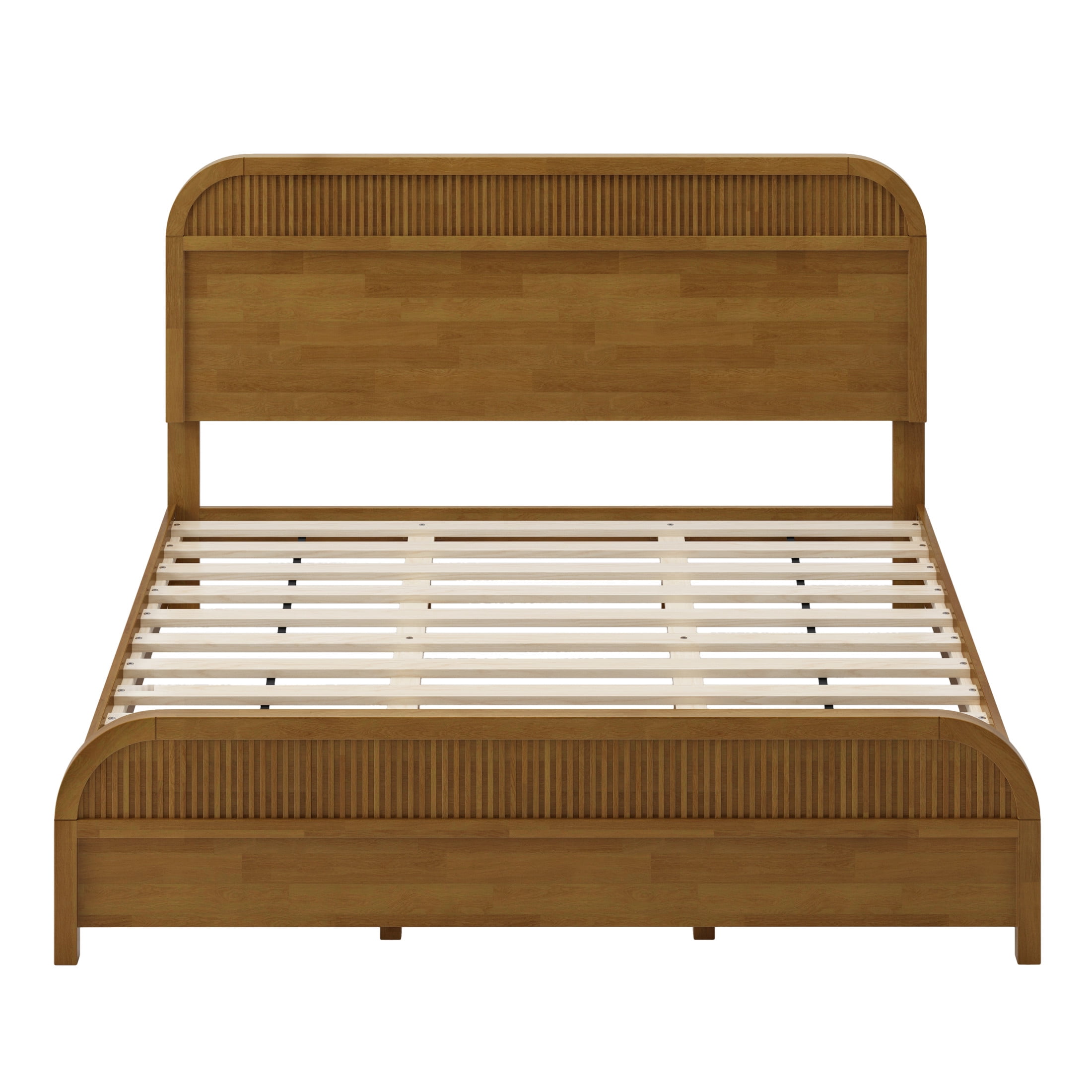Christopher Knight Home Modern King Size Wooden Platform Bed Frame with Headboard, Blonde Oak Finish