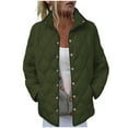 thumbnail image 5 of Hueook Womens Coats Solid Puffer Women Long Sleeves Quilted Jacket Lightweight Button up Collar Down with Pockets Outerwear Army Green L, 5 of 9