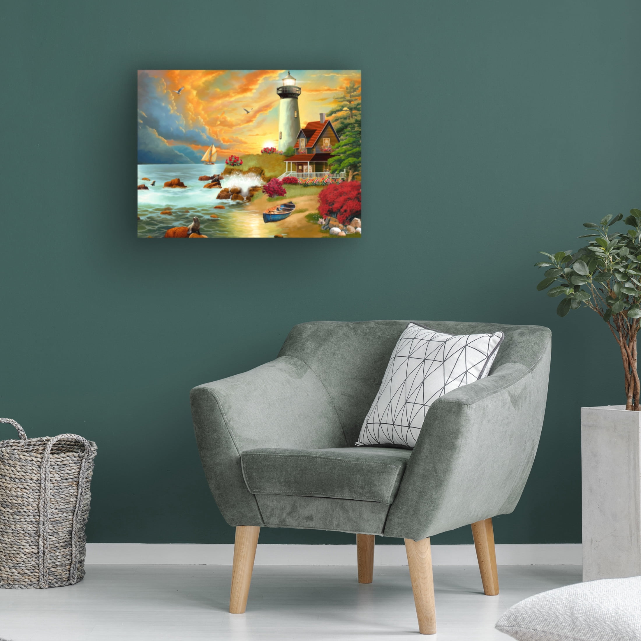 Canvas Wall Art - Stewart 'Seal Lion Island Lighthouse' Wall Art for Living Room, Bedroom, or Office Décor by Trademark Fine Art - 19 x 14 Inches