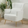 thumbnail image 6 of Corduroy Accent Chair Set of 2,Mid Century Modern Armchairs with Pillow, Thick Cushions & Gold Legs, Upholstered Comfy Living Room/Bedroom Chairs, White, 6 of 14