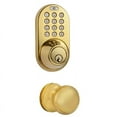 thumbnail image 1 of MiLocks XFK-02P Digital Deadbolt Door Lock and Passage Knob Combo with Keyless Entry via Remote Control and Keypad Code for Exterior Doors, Polished Brass, 1 of 3
