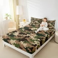 thumbnail image 4 of Manfei Camouflage Hunting Twin Sheet Sets,Camo Army Twin Fitted Sheet,Green Brown Beige Flat Sheet For Teens,Ultra Soft Home Decor,3 Pieces, 4 of 7
