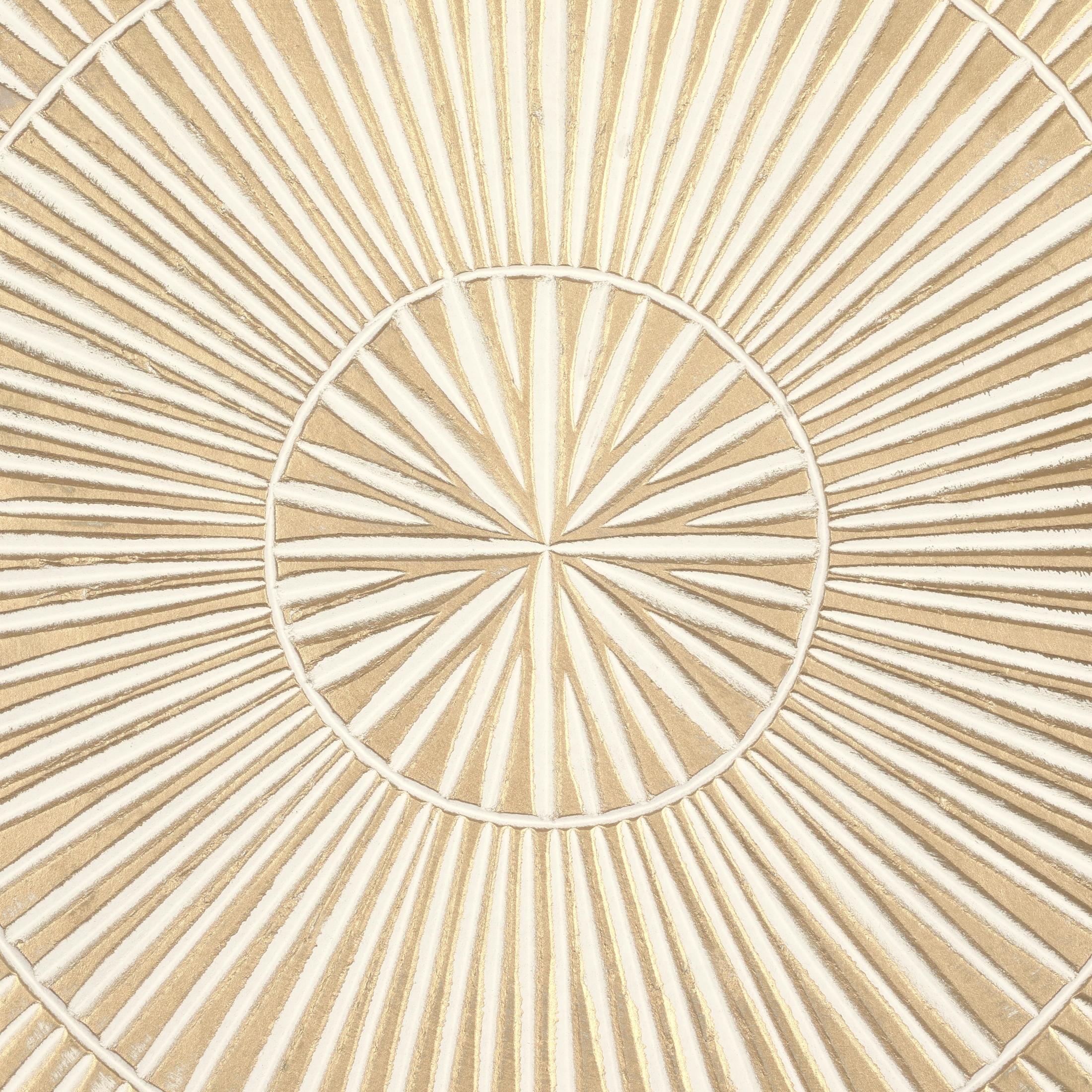 DecMode Gold Wooden Handmade Intricately Carved Radial Geometric Wall Decor with Starburst Design