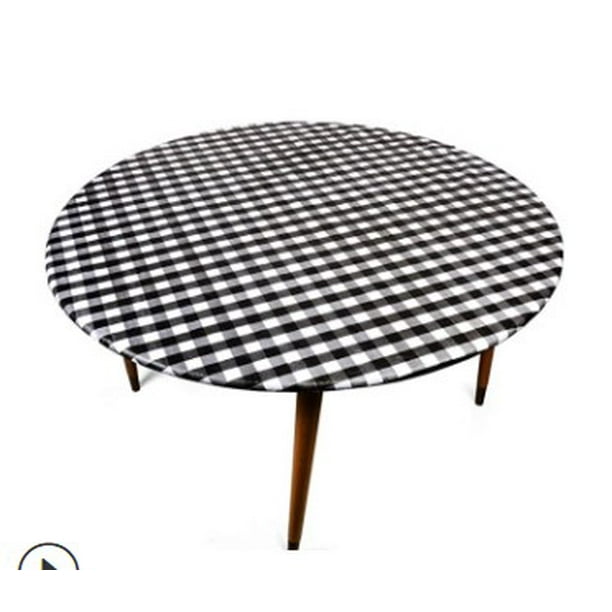 Indoor Outdoor Patio Round Fitted Vinyl Tablecloth Flannel Elastic Edge Waterproof Plastic Cover Com Indoor Outdoor Patio Round Fitted Vinyl, Outdoor Round Patio Tablecloth