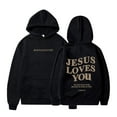 thumbnail image 2 of Weebloom Girls Hoodies Jesus Boys Girl Casual Loose Cute Print Long Sleeve Hoodie Sport Dailywear Black 12-13 Years, 2 of 3